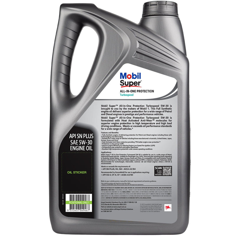 Load image into Gallery viewer, MOBIL Full Synthetic Engine Oil Mobil Super AIOP Turbospeed 5W-30 - 5L