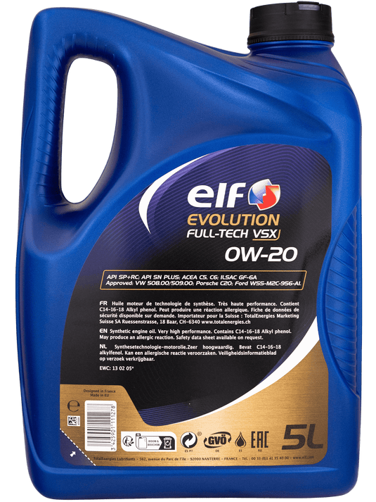 ELF Full Synthetic Engine Oil Evolution Full-Tech VSX 0W-20 - 5L