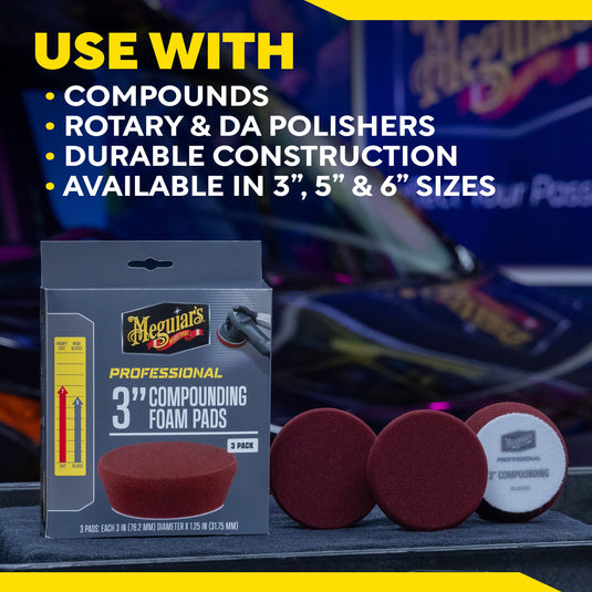 MEGUIAR'S Pads 3 INCH COMPOUNDING FOAM PADS - 3 PACK