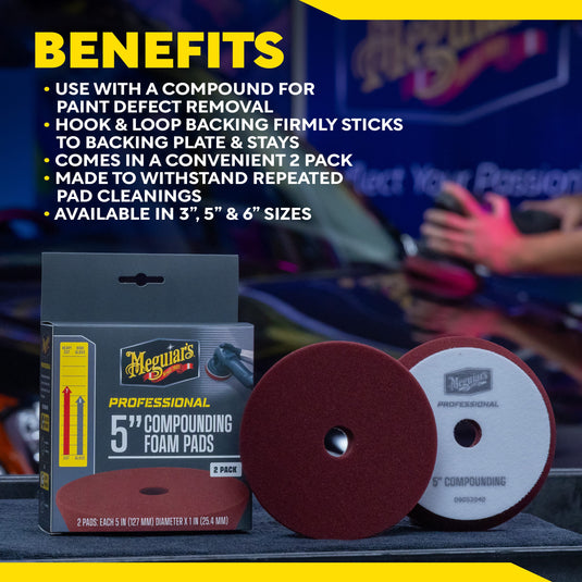 MEGUIAR'S Pads 5 INCH COMPOUNDING FOAM PADS - 2 PACK