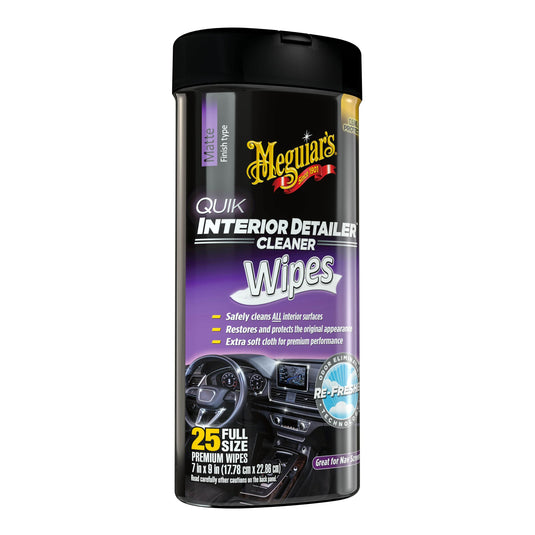 MEGUIARS Cleaners & Protectants Quik Interior Detailer Cleaner Wipes - 25 Pack
