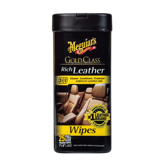 MEGUIARS Leather Care Gold Class Rich Leather Cleaner Conditioner Wipes - 30 Pack