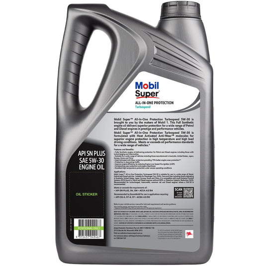 MOBIL Full Synthetic Engine Oil Mobil Super AIOP Turbospeed 5W-30 - 5L